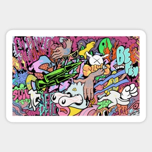 Colorful Slluks montage graffiti illustration Sticker